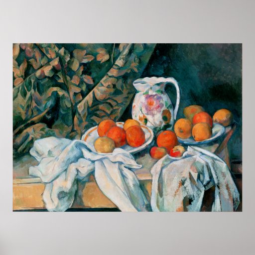 Still Life with Curtain, Paul Cézanne Print