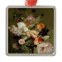 Still life with flowers ornaments