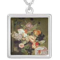 Still life with flowers necklaces