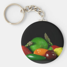 Still Lifevegetables Asparagus Limes Strawberries Key Chain