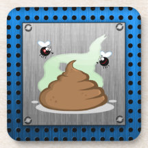 Stinky Poo; Metal-look Beverage Coaster