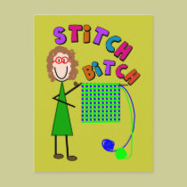 "Stitch Bitch" Knit Lovers Gifts--Stick Person postcards