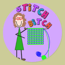 "Stitch Bitch" Knit Lovers Gifts--Stick Person stickers