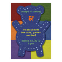 Stitched Teddy Bear Invitation