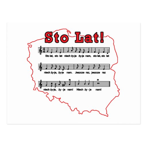 Sto Lat! Song Polish Map Post Cards