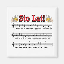 Sto Lat! Song With Beer Mugs Fridge Magnet