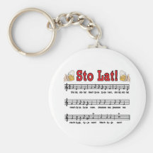 Sto Lat! Song With Beer Mugs Key Chain