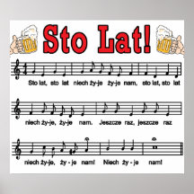 Sto Lat! Song With Beer Mugs Poster
