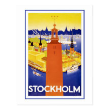 "Stockholm" Vintage Travel Poster Post Card