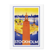 "Stockholm" Vintage Travel Poster Post Card