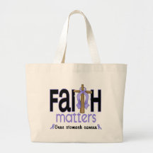 Stomach Cancer Faith Matters Cross 1 Tote Bags