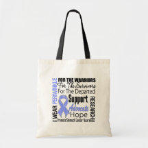 Stomach Cancer I Wear Periwinkle Ribbon TRIBUTE Tote Bags