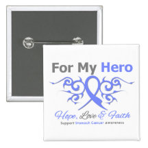 Stomach Cancer Tribal Ribbon Hero Pins