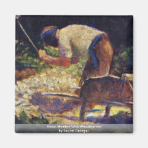 Stone-Breaker With Wheelbarrow By Seurat Georges Refrigerator Magnet