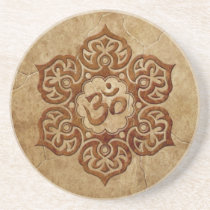 Stone Floral Aum Design Beverage Coaster
