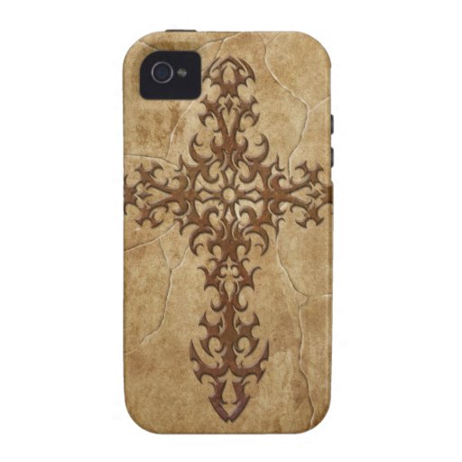 Stone Gothic Cross iPhone 4 Case