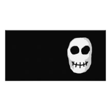 Stone Grey and Black Skull. Primitive Style. Photo Card