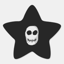 Stone Grey and Black Skull. Primitive Style. Star Sticker