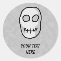 Stone Grey and Black Skull. Primitive Style. Stickers