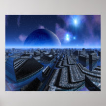 Stone Water City Science Fiction Cityscape Poster