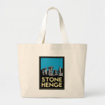 Stonehenge art deco travel poster tote bags
