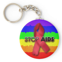 Stop AIDS (Rainbow) Keychains