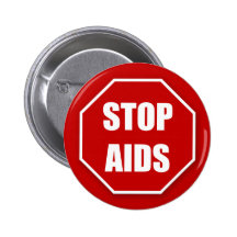 Stop AIDS Red Pinback Buttons