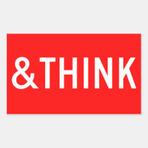 STOP AND THINK RECTANGLE STICKER