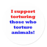 Stop animal abuse round stickers
