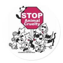 Stop Animal Cruelty Round Stickers
