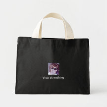 stop at nothing, small black tote bag