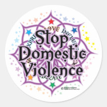 Stop Domestic Violence Lotus Round Sticker