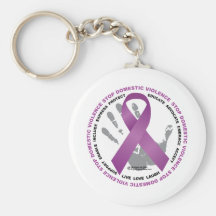 Stop Domestic Violence Ribbon Keychains