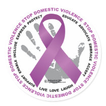 Stop Domestic Violence Ribbon Round Sticker
