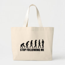 Stop following me evolution tote bag