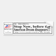 Stop Now American Dream W Bumper Sticker
