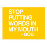 STOP PUTTING WORDS IN MY MO POST CARDS