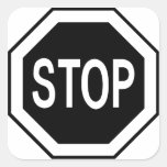 Stop Symbol Sign - Black on White Stickers