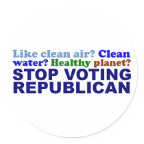 STOP VOTING REPUBLICAN ROUND STICKER
