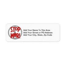 Stop War Peace Symbol T-shirts and Gifts Return Address Labels