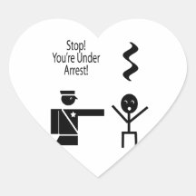 stop youre under arrest music humour 2 heart sticker