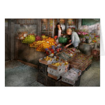 Storefront - Hoboken, NJ - Picking out fresh fruit Greeting Cards