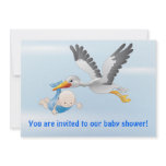 stork and baby (boy) invitation