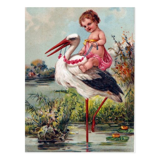Stork and Baby Post Cards