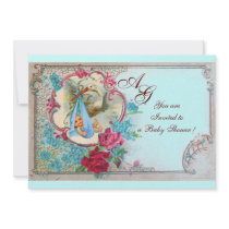 STORK BABY BOY SHOWER 2 MONOGRAM  blue