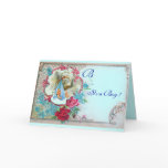 STORK BABY BOY SHOWER 2 MONOGRAM GREETING CARD