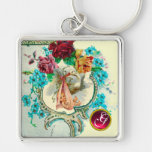 STORK BABY GIRL SHOWER GEM MONOGRAM KEYCHAINS