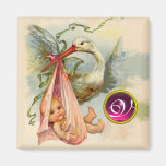 STORK BABY SHOWER 2 MONOGRAM ,ruby Refrigerator Magnets