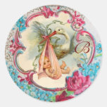 STORK BABY SHOWER 2  MONOGRAM , STICKERS