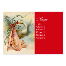 STORK BABY SHOWER 2, red Business Cards